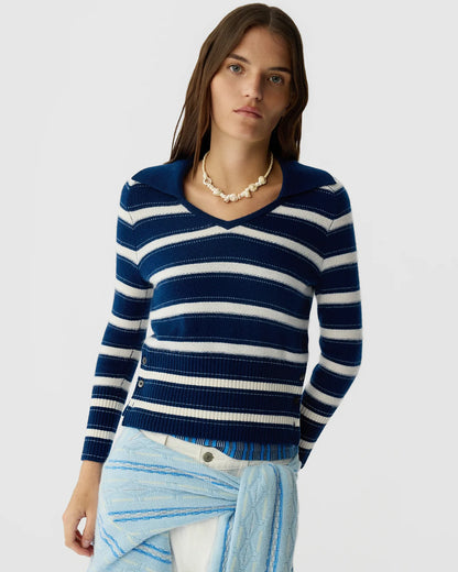Sweater Polo Port Striped Navy