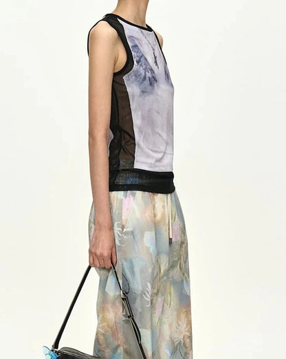 Top Wet-Printed White & Black