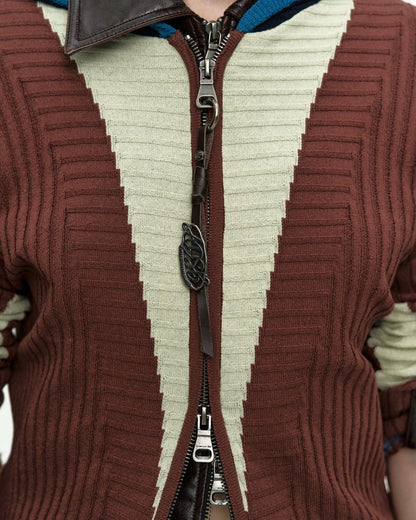 Hoodie Risa Zip Brown/Lime