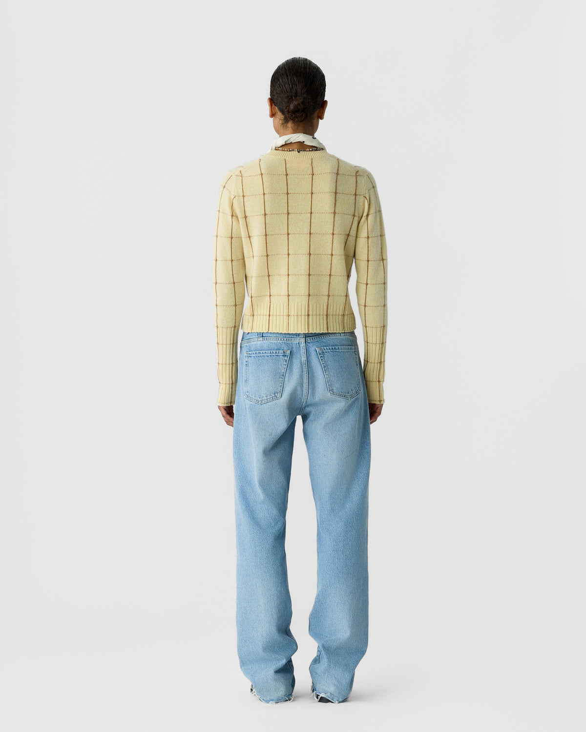 Sweater Shrunken Checker Crew Butter
