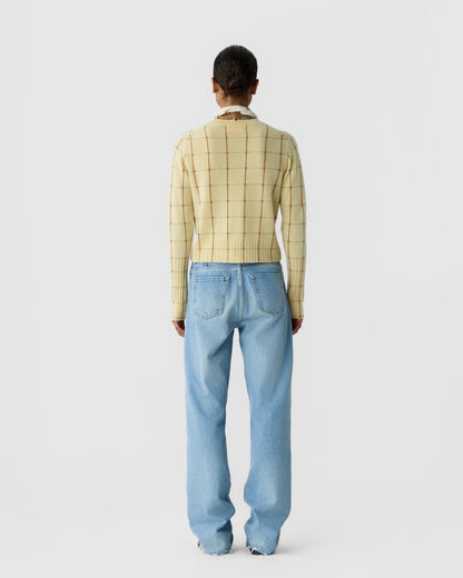 Sweater Shrunken Checker Crew Butter
