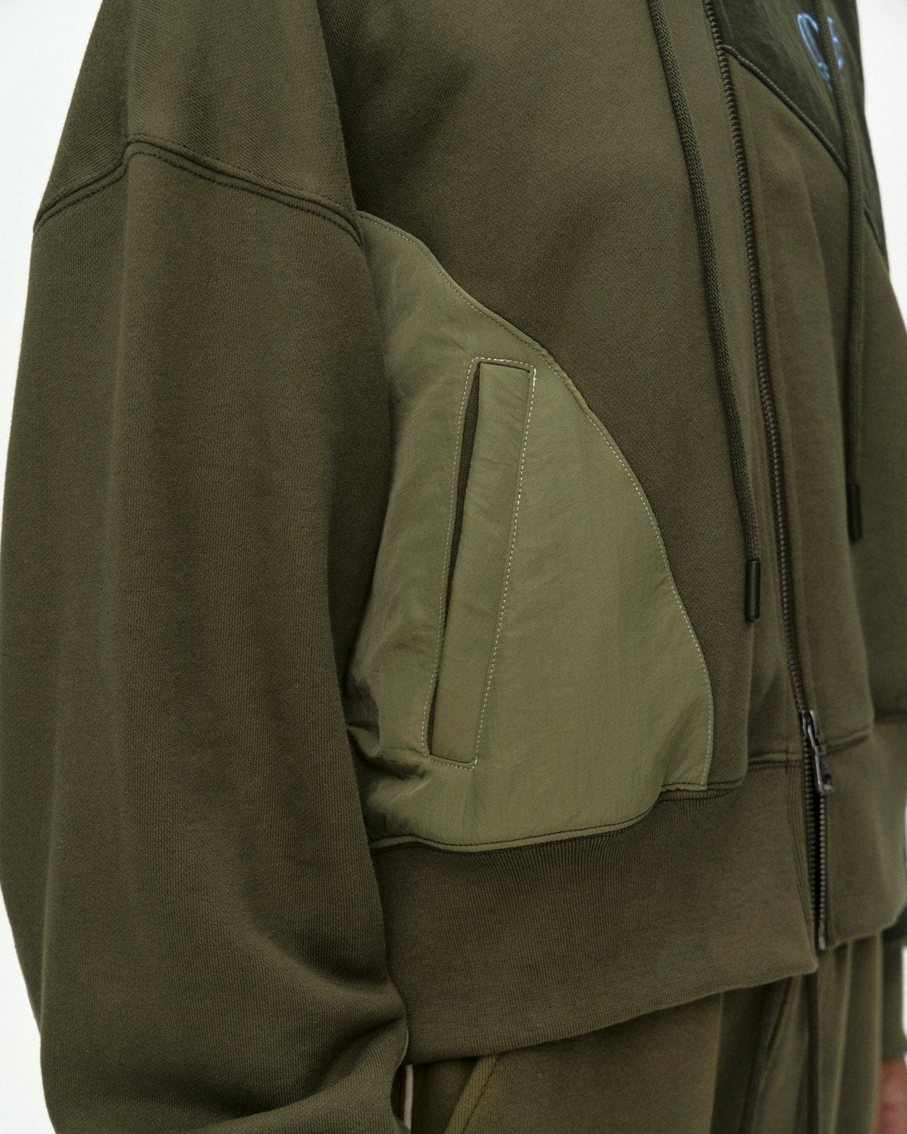 Hoodie Ma-1 Patchwork Zip Khaki