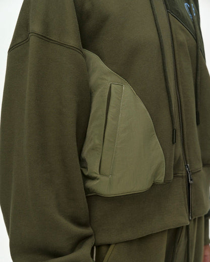 Hoodie Ma-1 Patchwork Zip Khaki