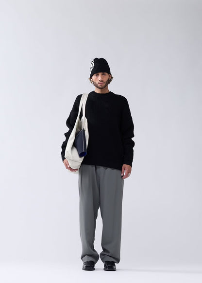 Sweater Logo Knit Raw Edge Black