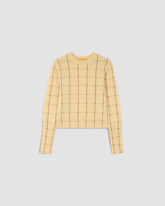 Sweater Shrunken Checker Crew Butter