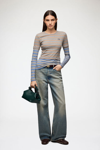 Top Double Stripe Longsleeve Grey