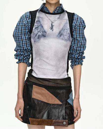 Top Wet-Printed White & Black