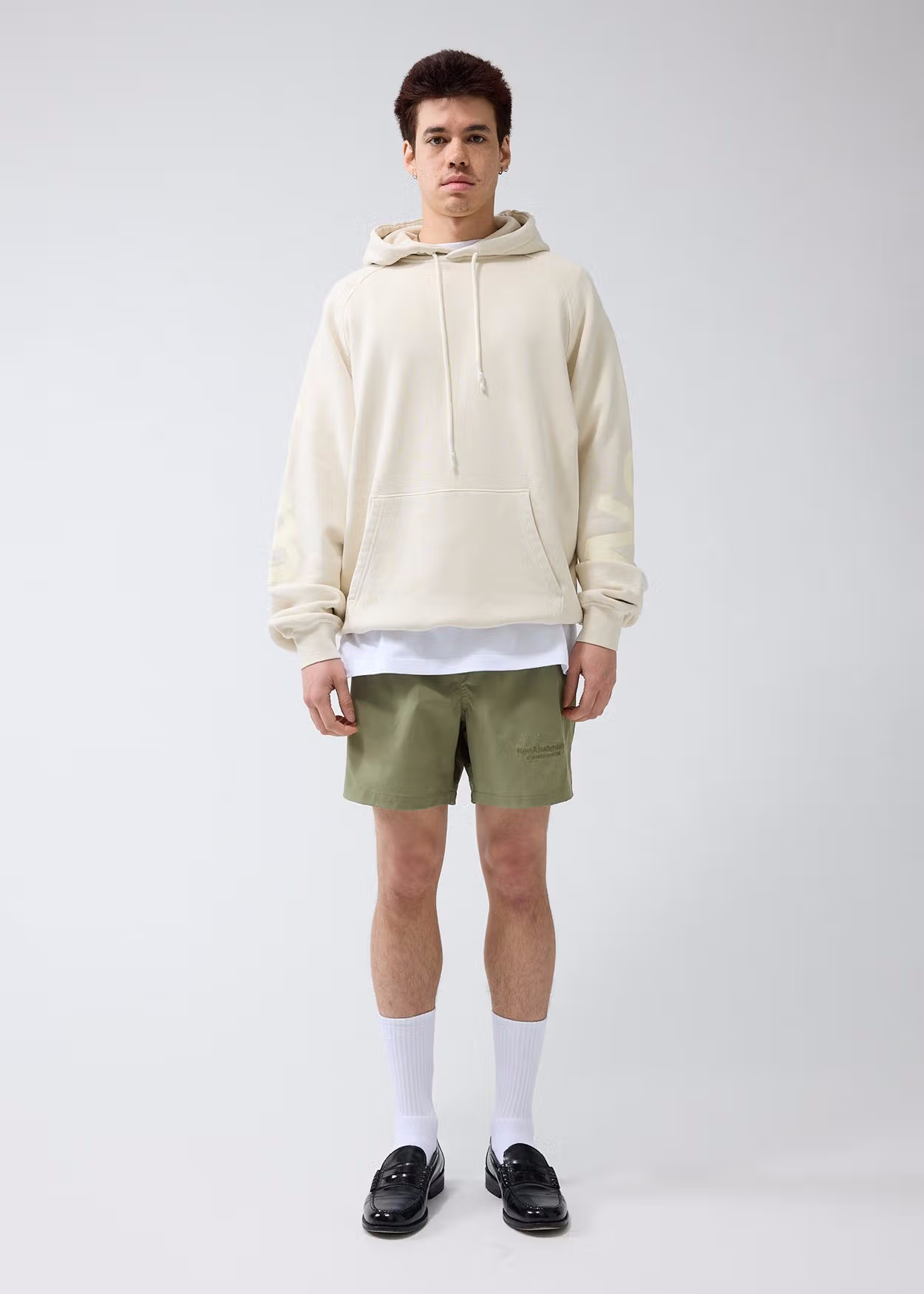 Hoodie Logo Line Beige