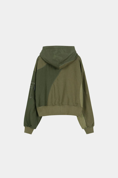 Hoodie Ma-1 Patchwork Zip Khaki