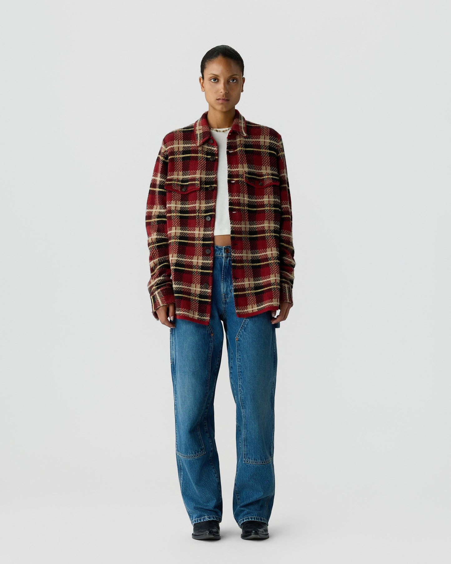 Shirt Plaid Work Carmine