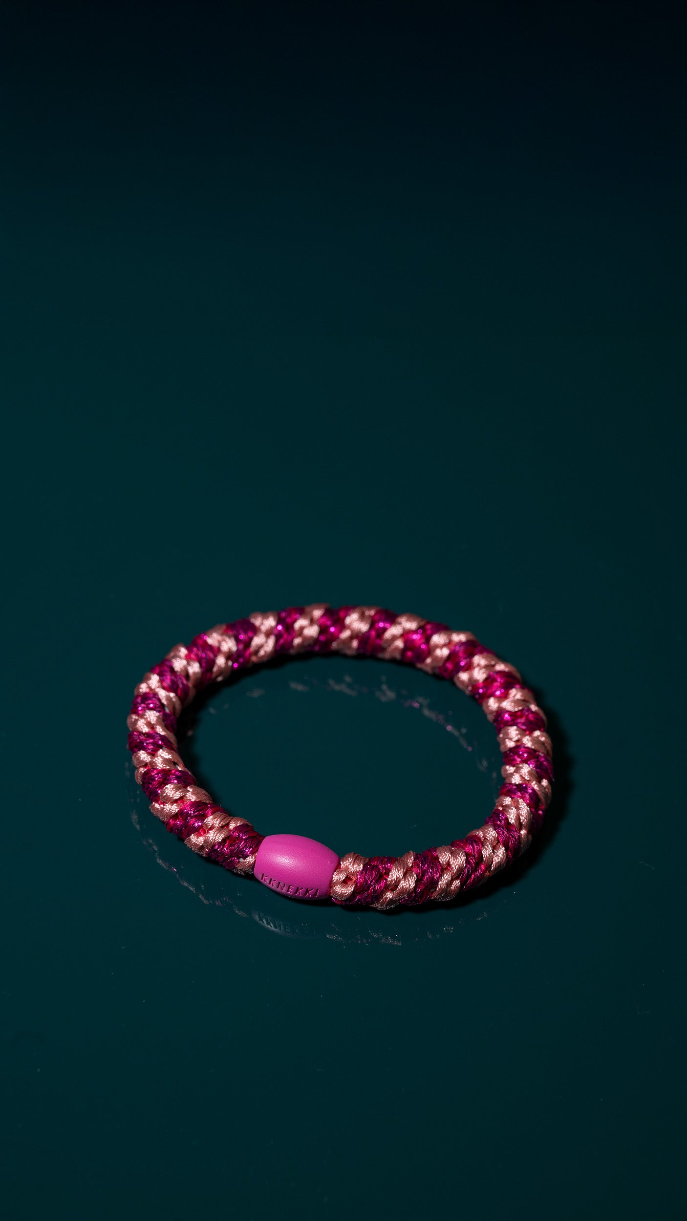 Hair Tie Stripe Rose & Pink Glitter