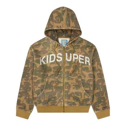 Hoodie Face Camo Green