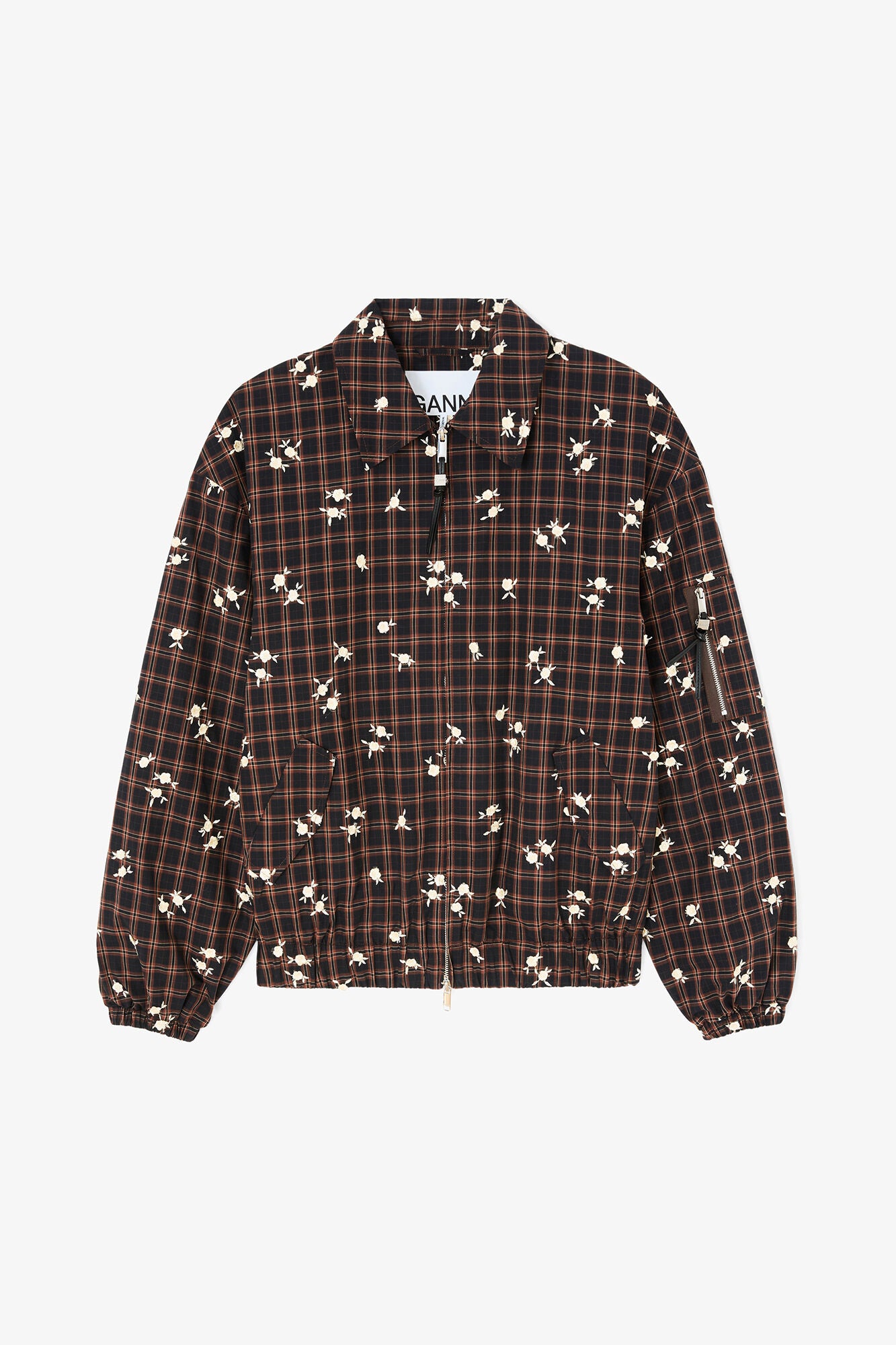 Jacket Check Flower Brown