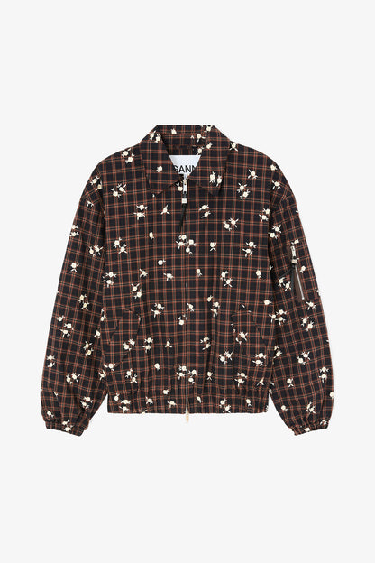 Jacket Check Flower Brown