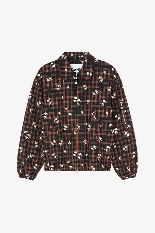 Jacket Check Flower Brown