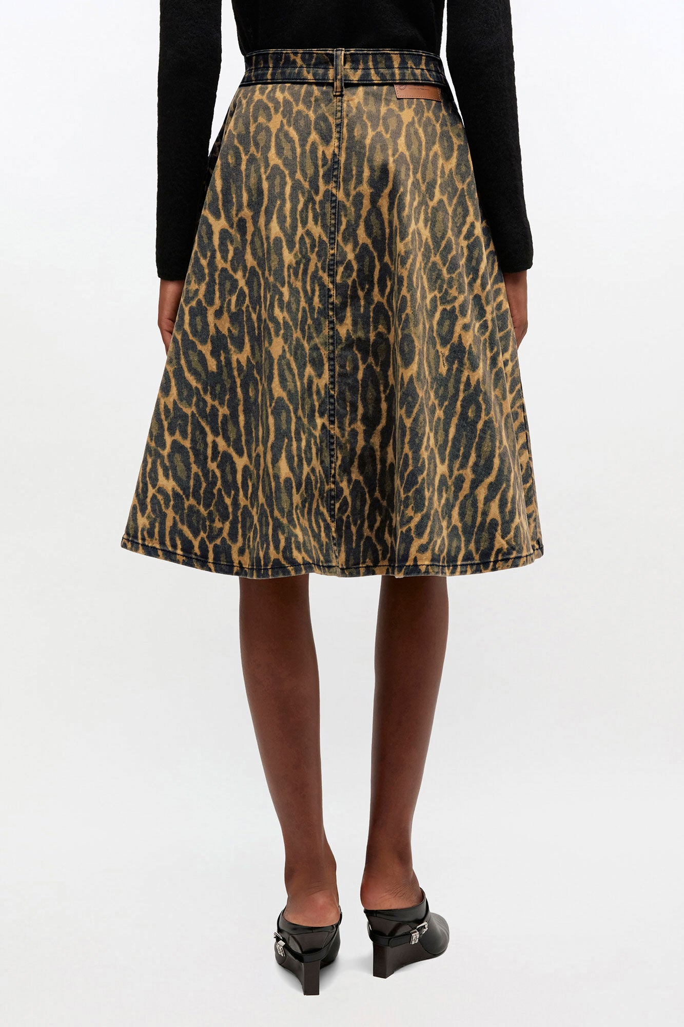 Skirt Midi Wrap Denim Leopard