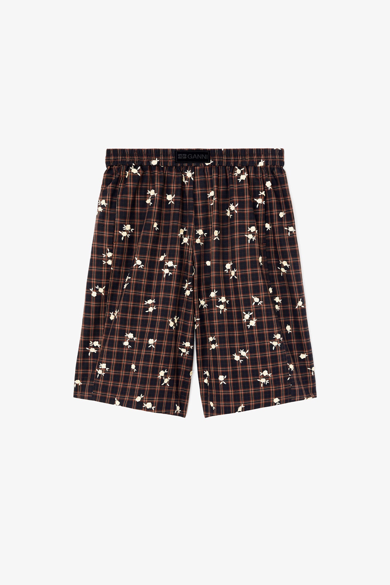 Shorts Check Flower Brown