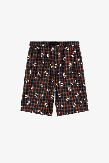 Shorts Check Flower Brown