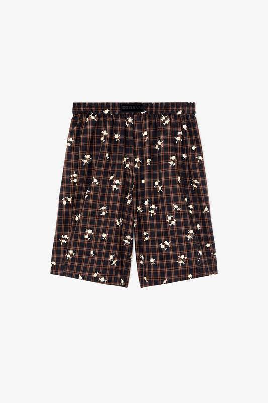 Shorts Check Flower Brown