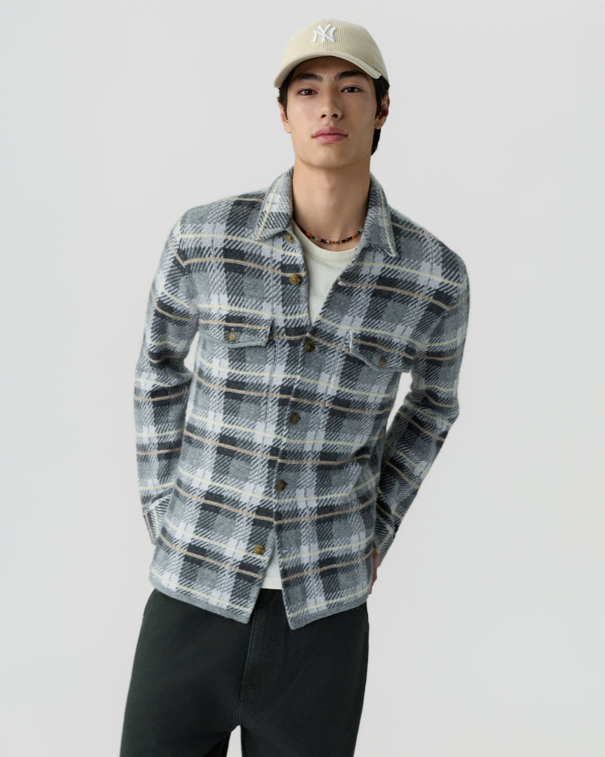 Shirt Plaid Work Heather Grey