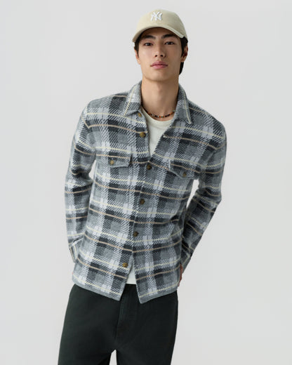 Shirt Plaid Work Heather Grey