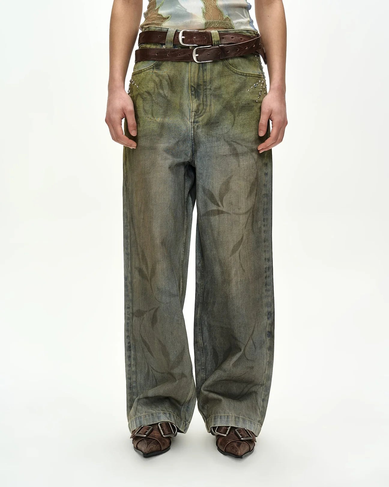 Jeans Botanical Print Green/Blue