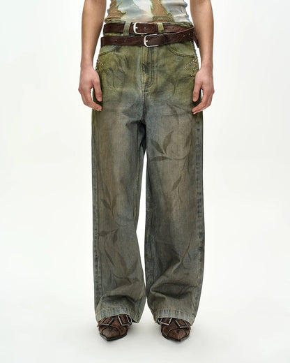 Jeans Botanical Print Green/Blue