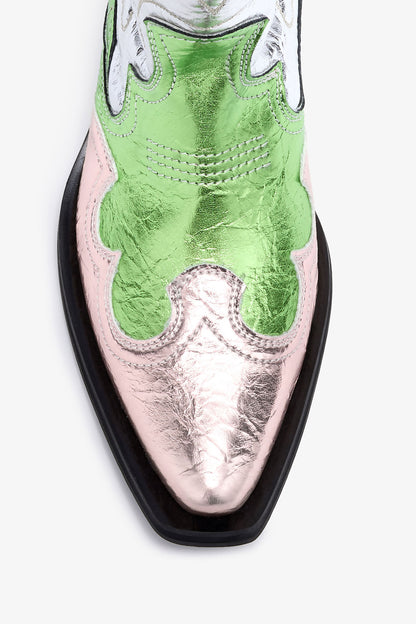 Western Boots Embroidered Metallic Mix