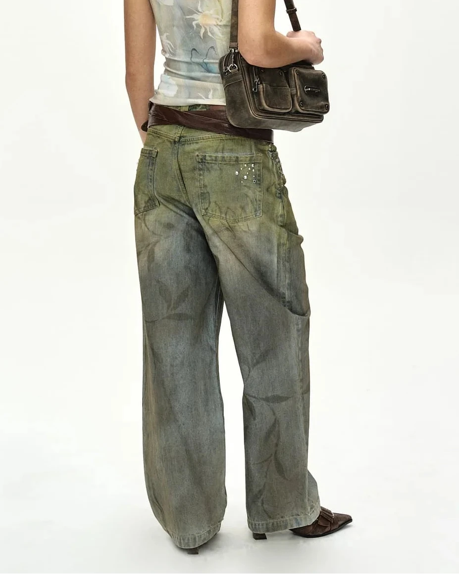 Jeans Botanical Print Green/Blue