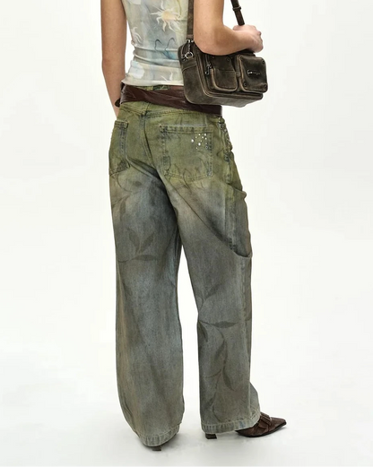Jeans Botanical Print Green/Blue
