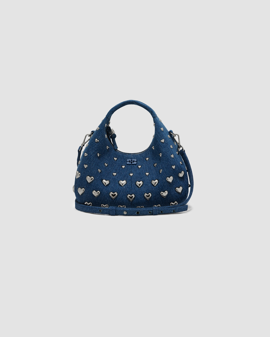 Bag Hobo Mini Heart Stud Denim