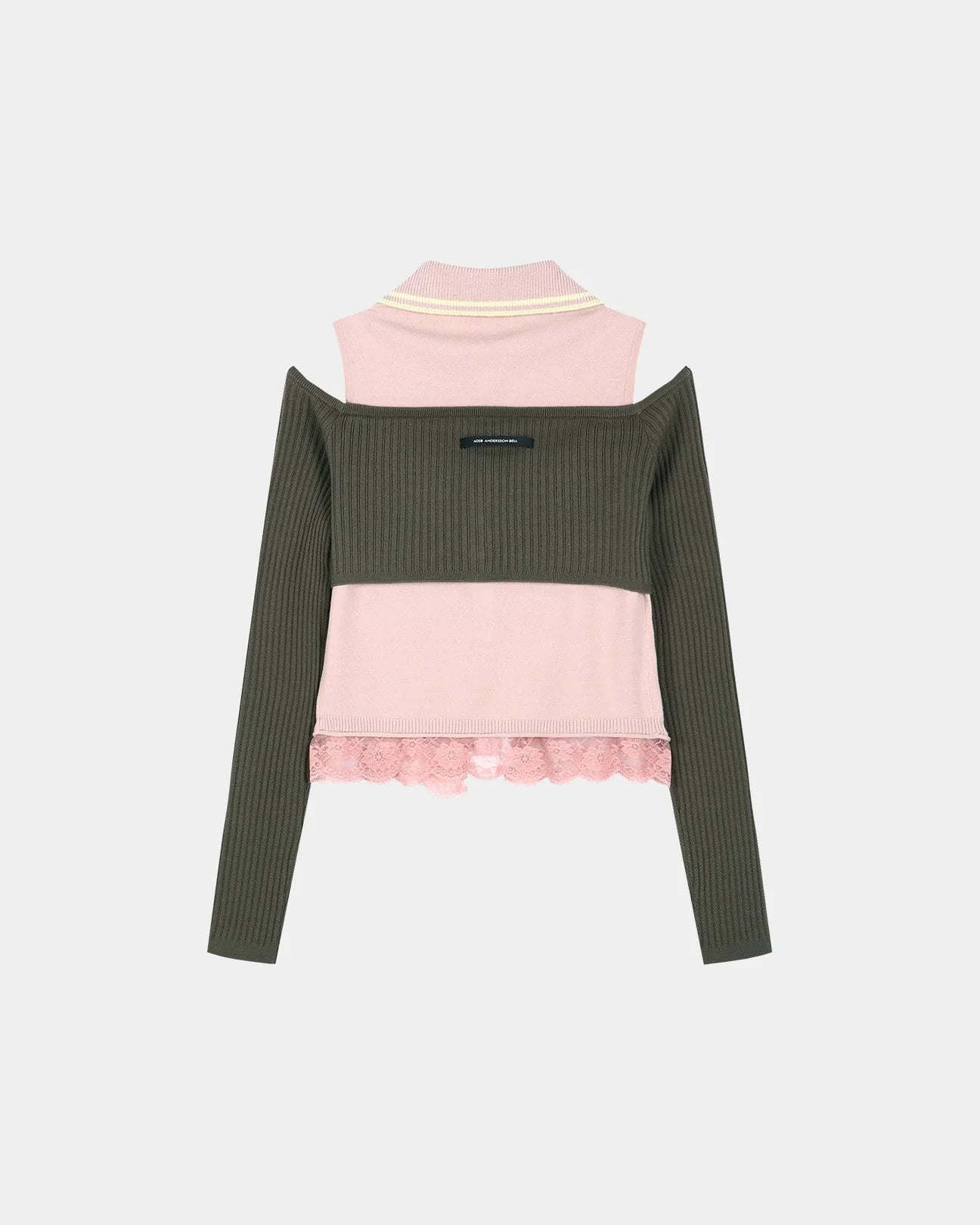 Top Collar Layered Khaki & Pink