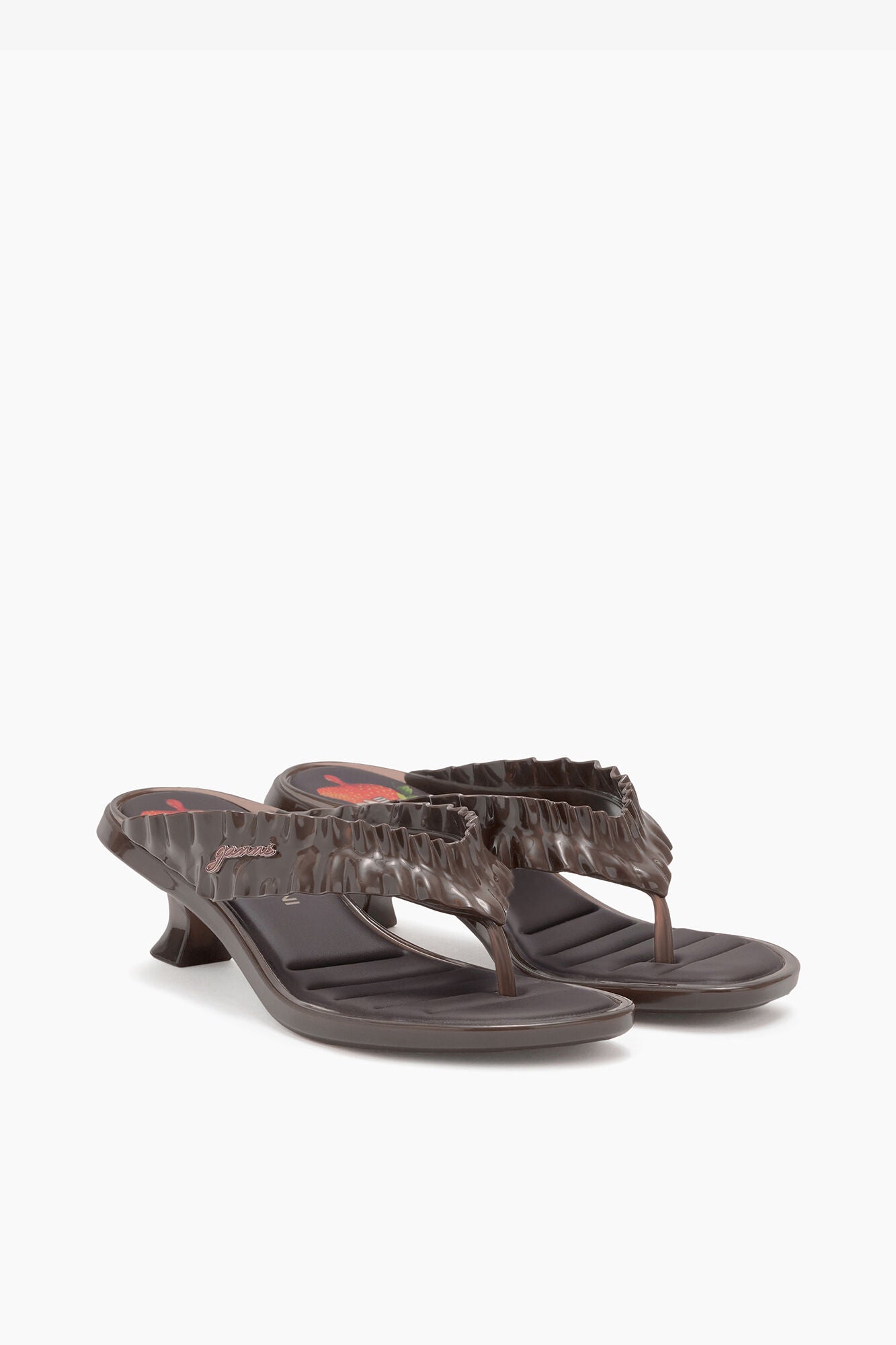 Ganni x Melissa Heels Kitten Thong Brown