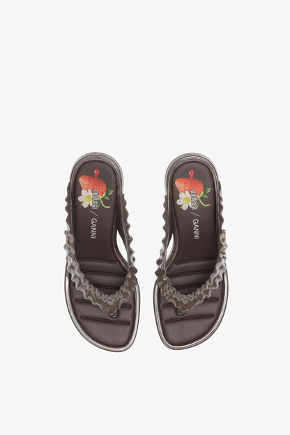 Ganni x Melissa Heels Kitten Thong Brown