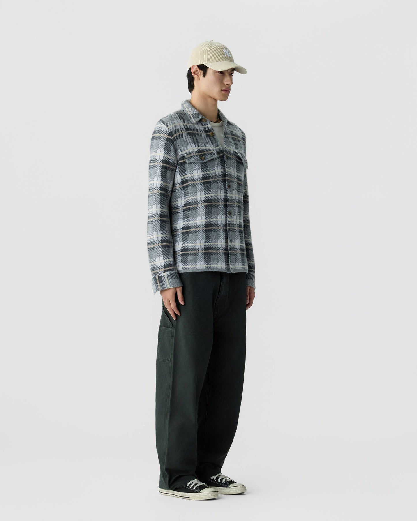 Shirt Plaid Work Heather Grey