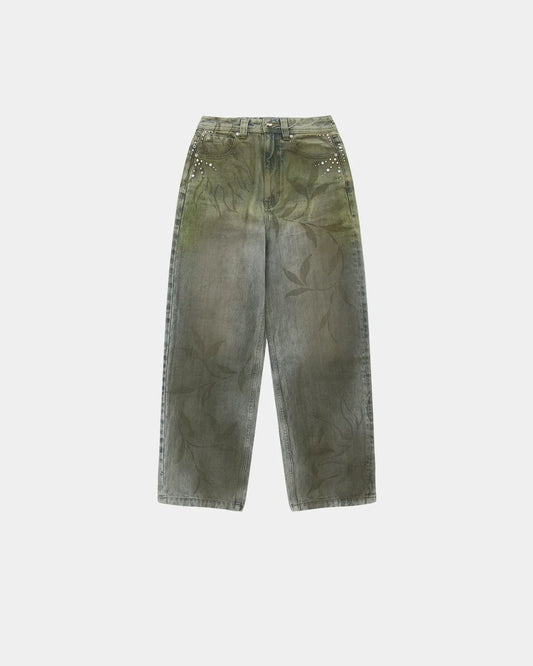 Jeans Botanical Print Green/Blue