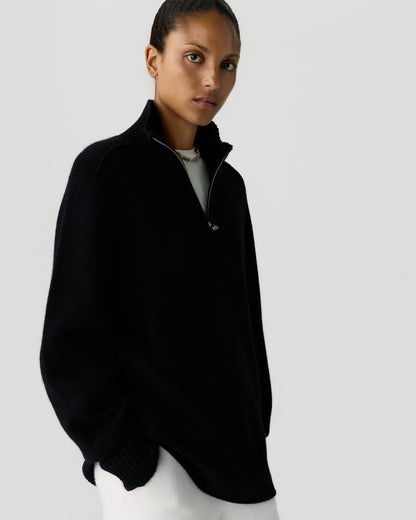 Sweater Half Zip Turtleneck Black