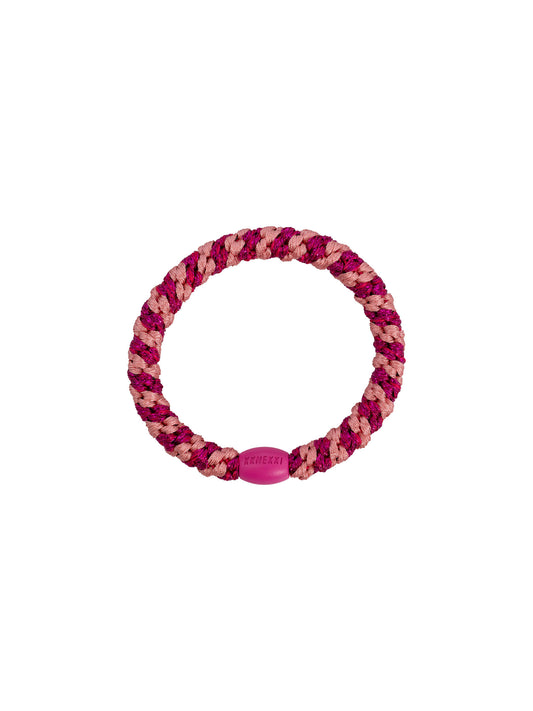 Hair Tie Stripe Rose & Pink Glitter