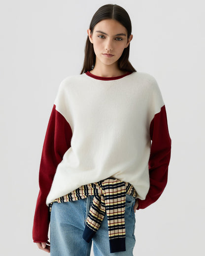Sweater Baseball Cream & Carmine