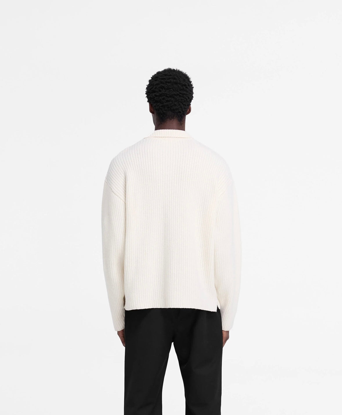 Sweater Ribbed Knit Polo Oat