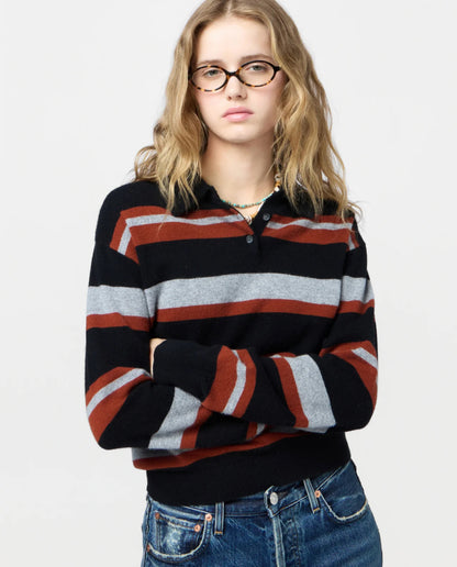 Černý polo svetr Collegiate Stripe