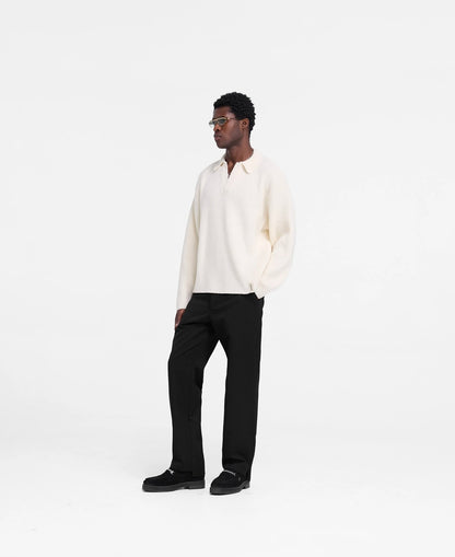 Sweater Ribbed Knit Polo Oat