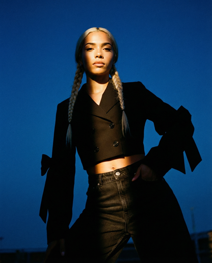 Blazer Cropped Bow Black