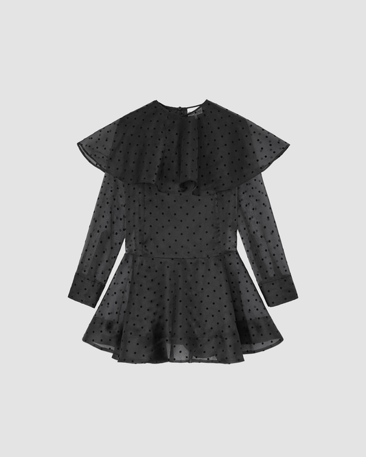 Dress Mini Flocked Organza Black