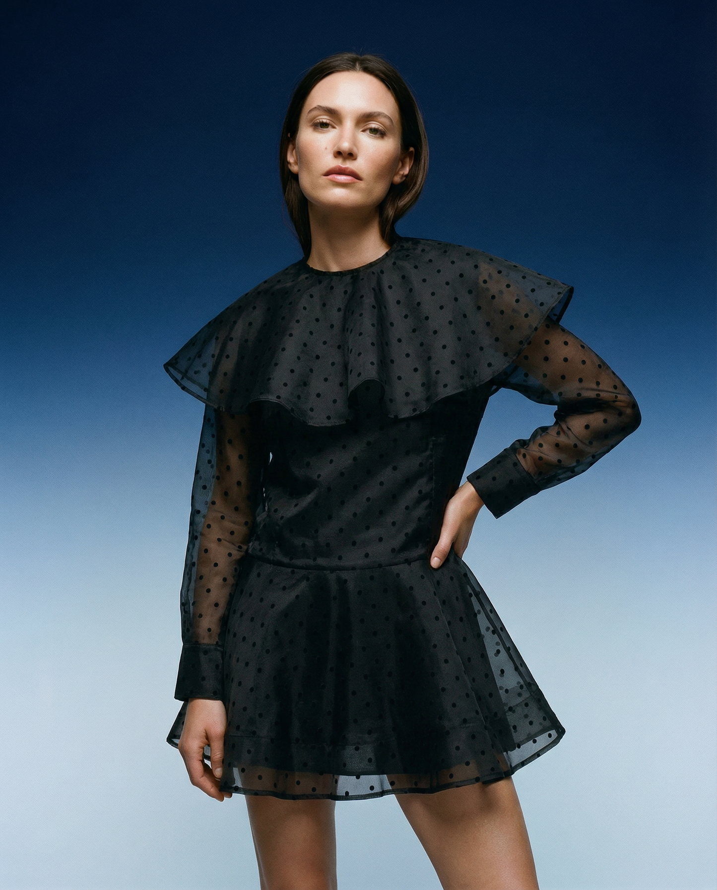 Dress Mini Flocked Organza Black