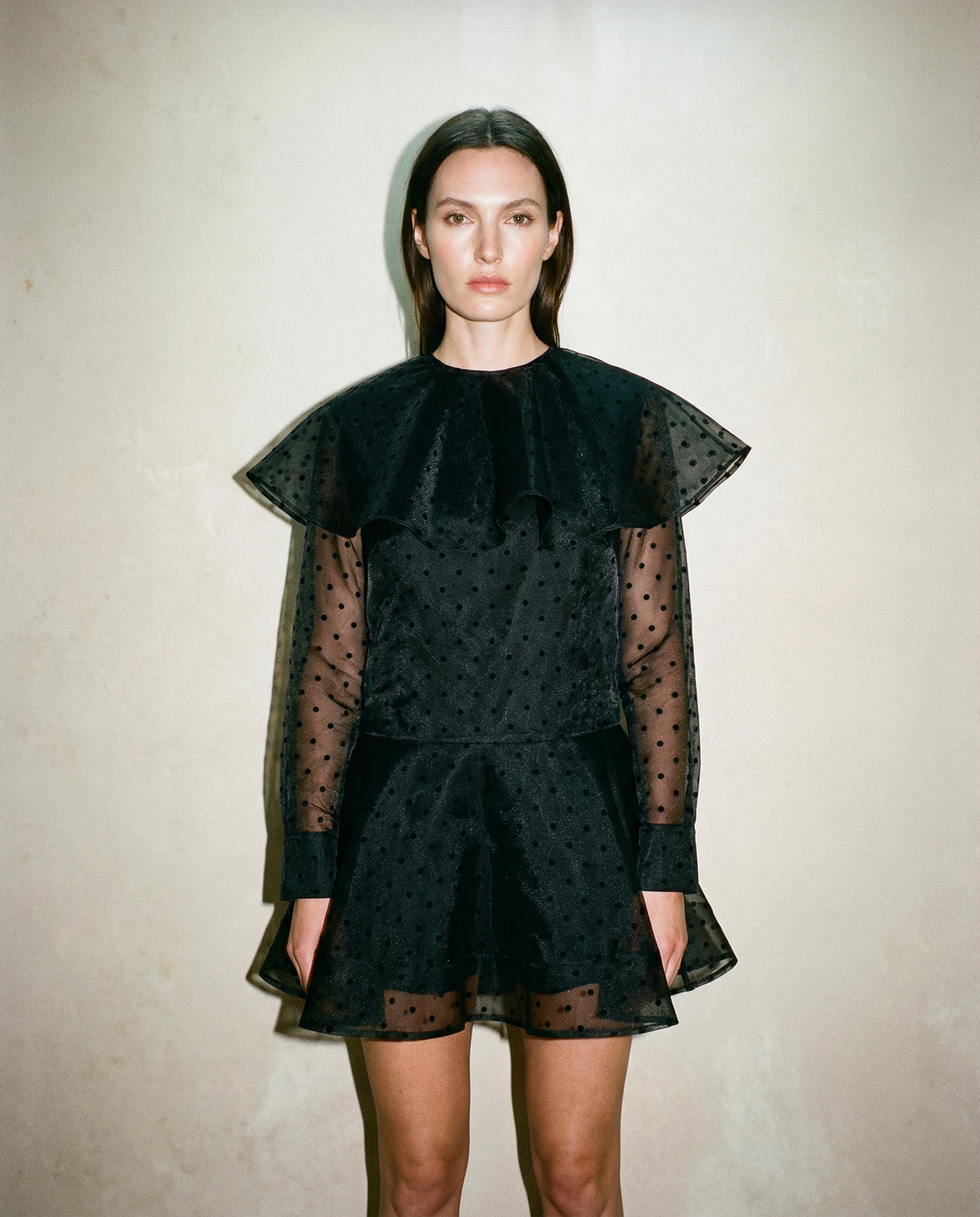 Dress Mini Flocked Organza Black