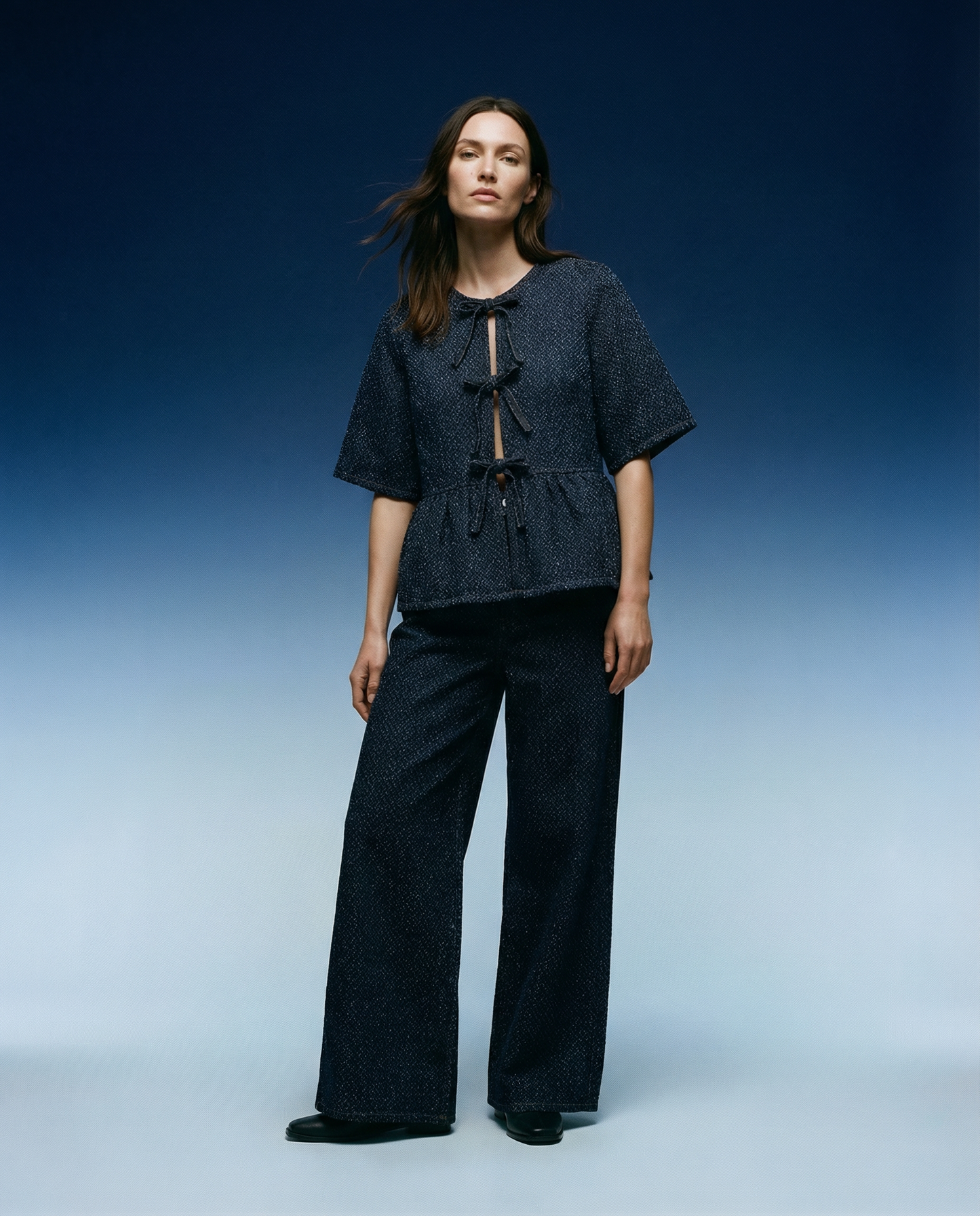 Blouse Tweed Denim Blue