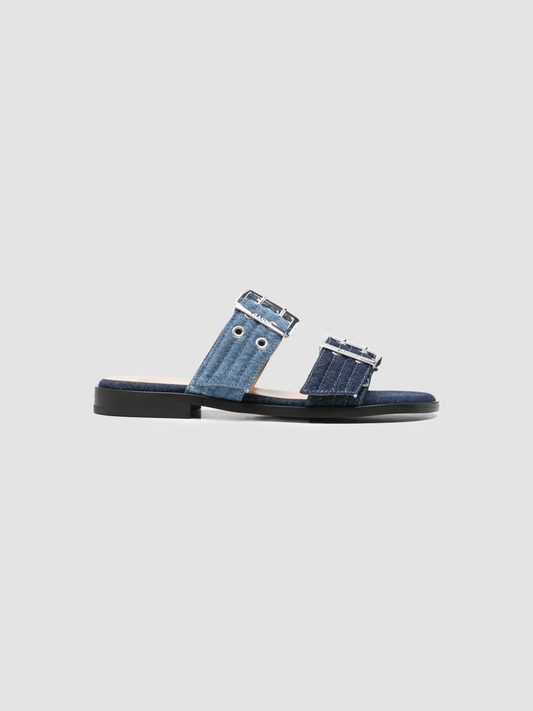 Sandals Buckle Strap Mix Denim