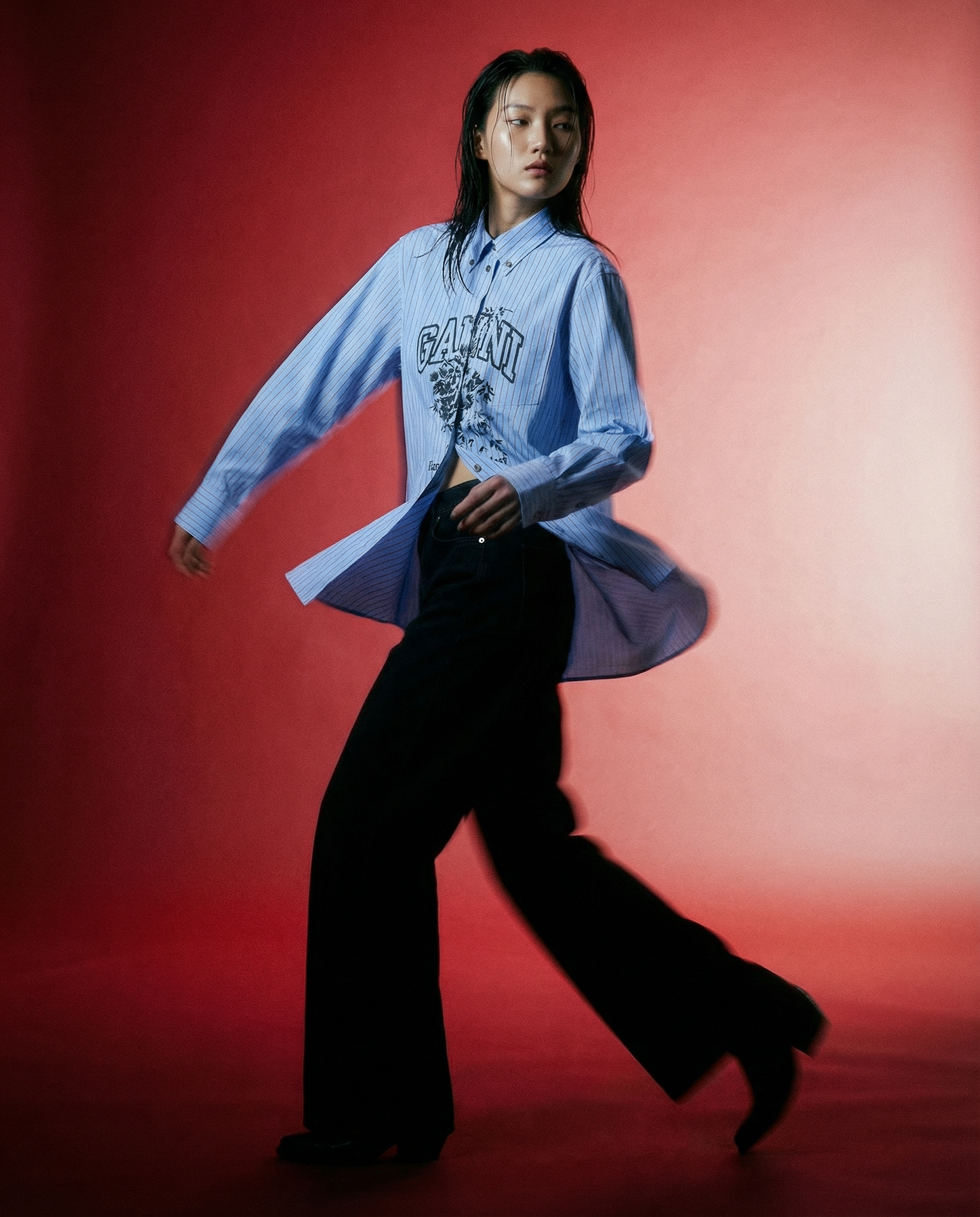 Shirt Stripe Logo Lavender Blue