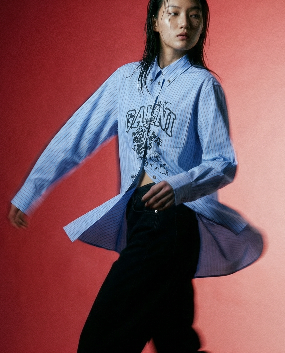 Shirt Stripe Logo Lavender Blue